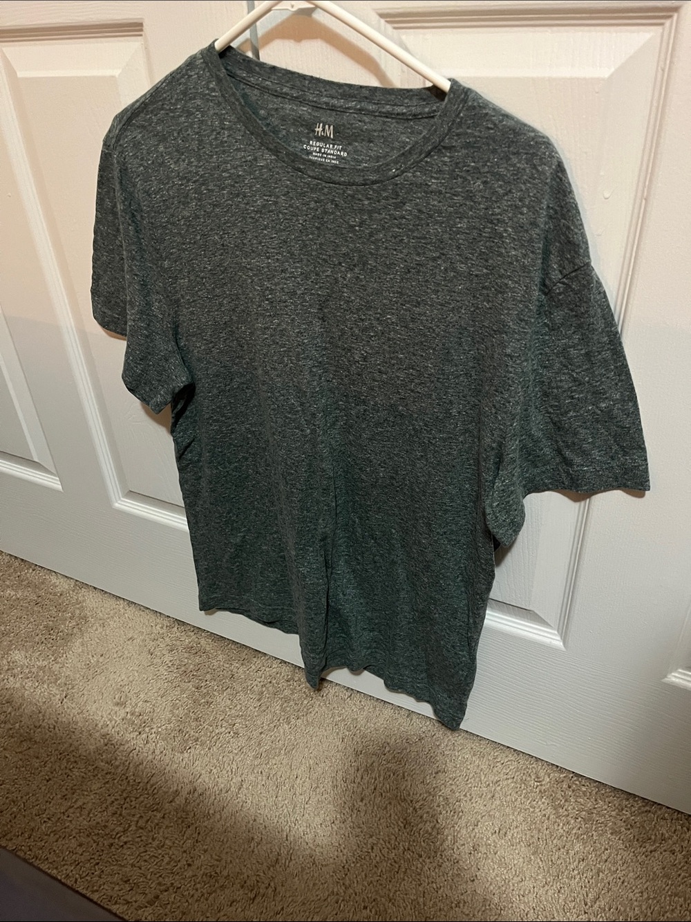 H&M Men's Dark Green Crew Neck T-Shirt